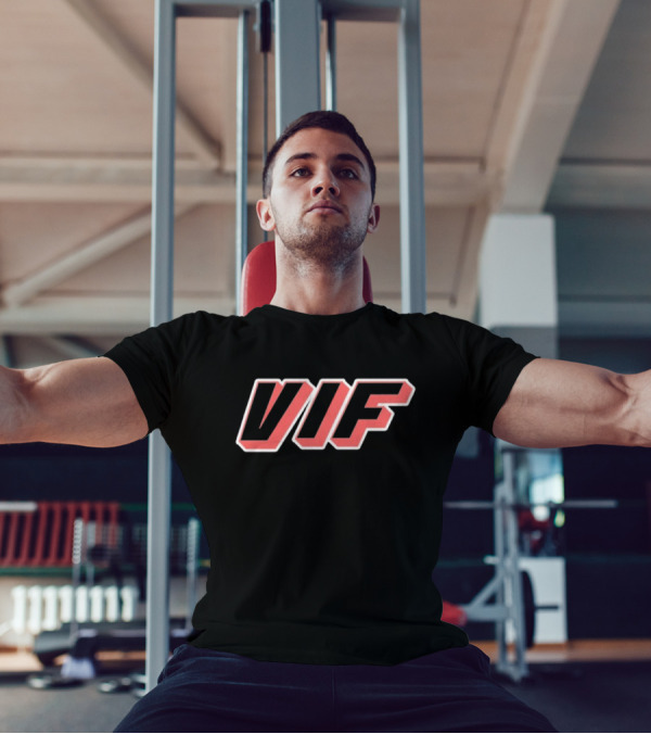 VIF Bold Red Black Outline Text T-Shirt