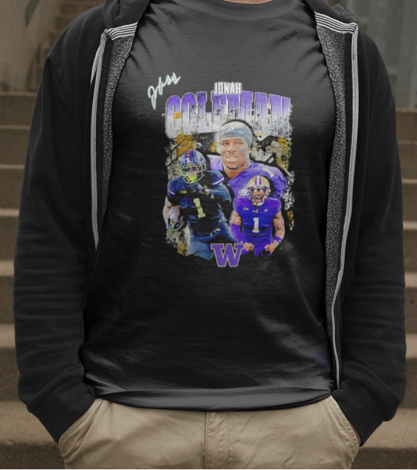 Jonah Coleman Washington Huskies Simply College Football W Player Signature T-Shirt