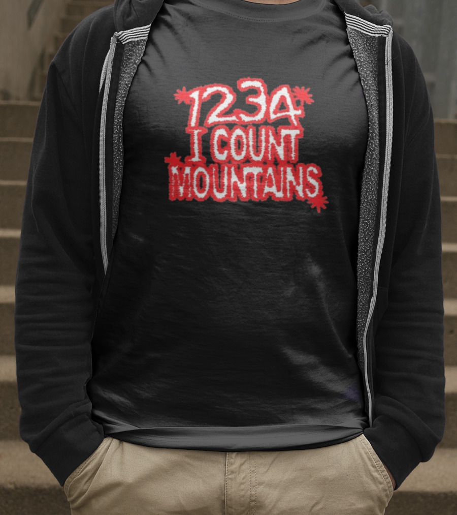 Water From Your Eyes 1234 I Count Mountains Red Text Bold Design T-Shirt