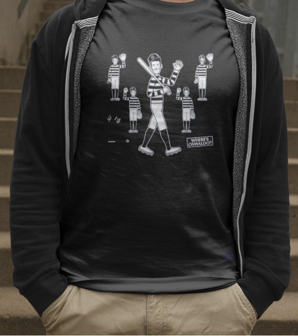Where’s Oswaldo Baseball Player In Striped Jersey With Bat And Glove T-Shirt