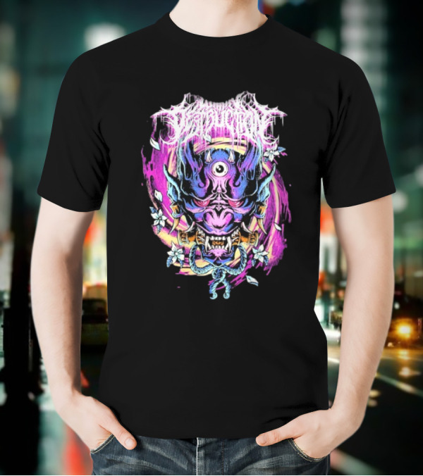 Within Destruction Psychedelic Oni Mask With Floral Accents T-Shirt