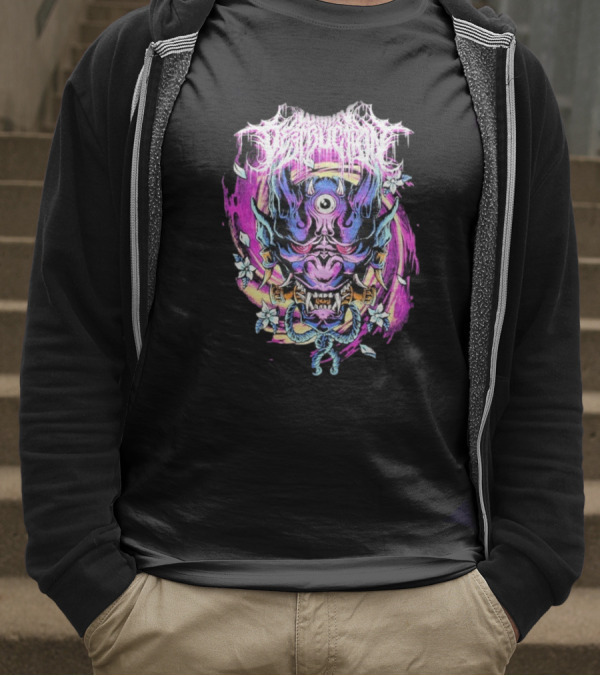 Within Destruction Psychedelic Oni Mask With Floral Accents T-Shirt