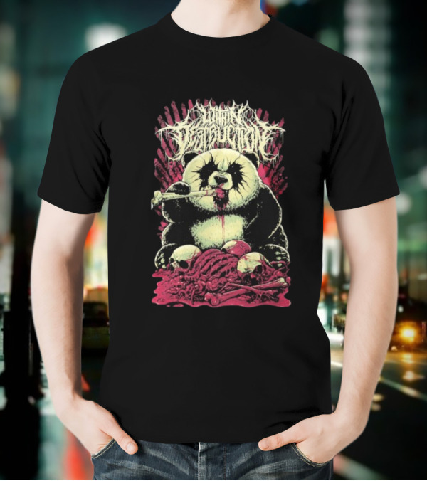 "Within Destruction Kawaii Panda Eating Noodles With Skulls And Bones" T-Shirt
