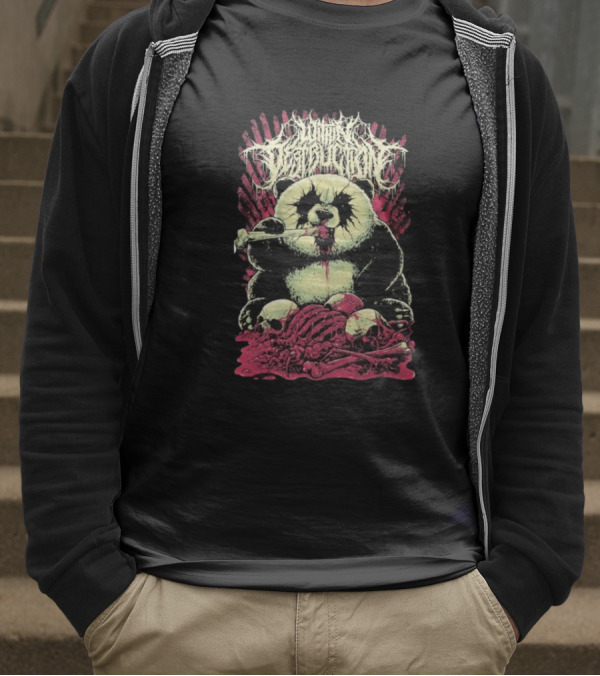 "Within Destruction Kawaii Panda Eating Noodles With Skulls And Bones" T-Shirt