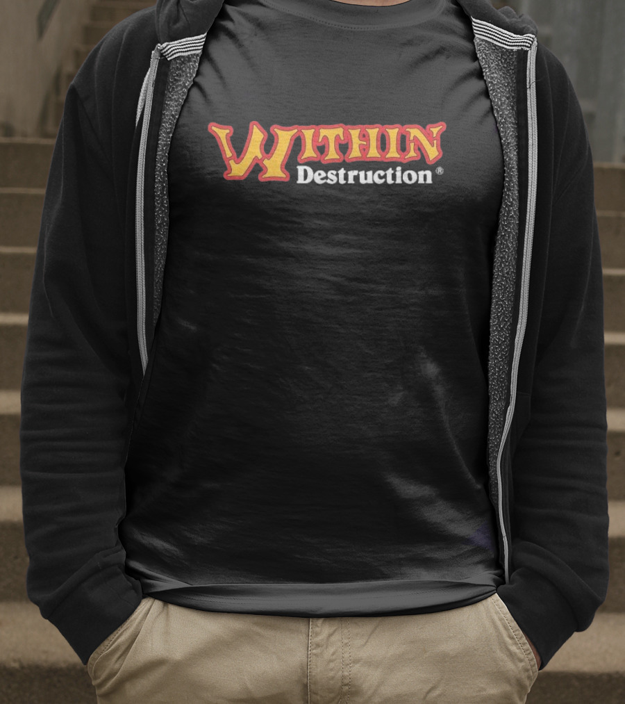 Within Destruction Vintage Style Text Design T-Shirt