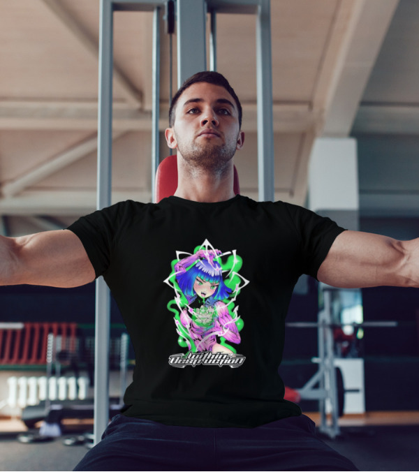 Within Destruction Lotus Anime Neon Girl With White Flower T-Shirt