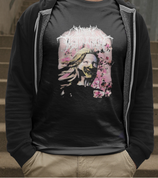 Within Destruction Yokai Cherry Blossoms Masked Face Design T-Shirt