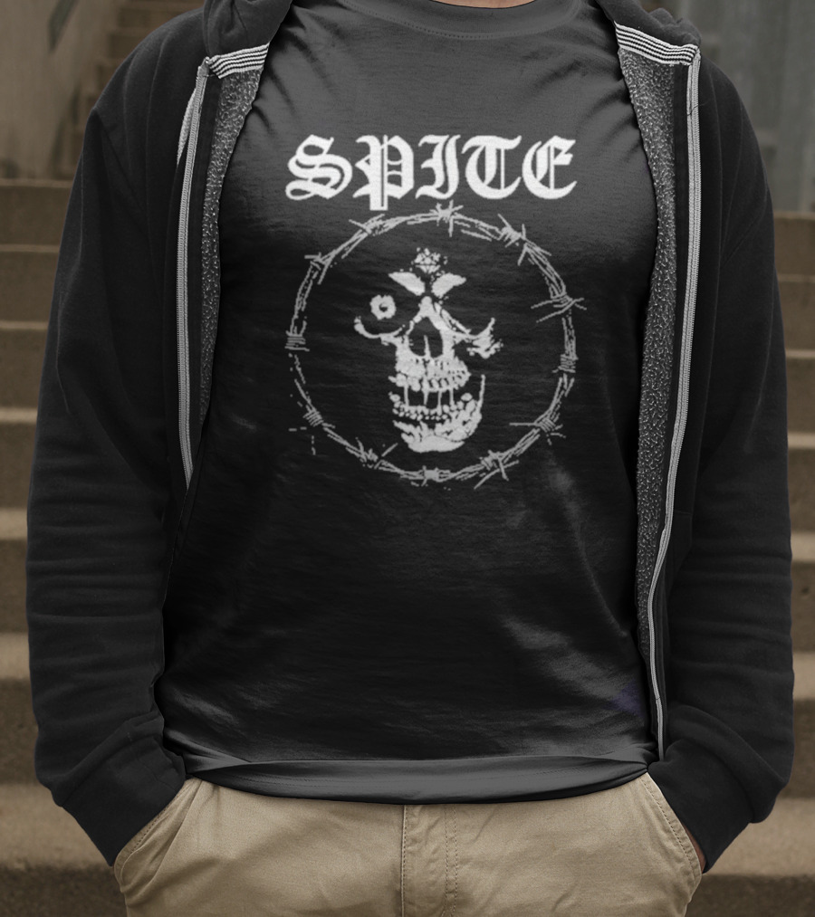 Spite Barbed Wire Skull Theme Pain Is A Place On Earth T-Shirt