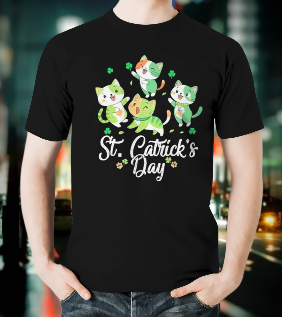 St Catricks Day Cats St Patricks Day Cat Lover St Pattys T-Shirt