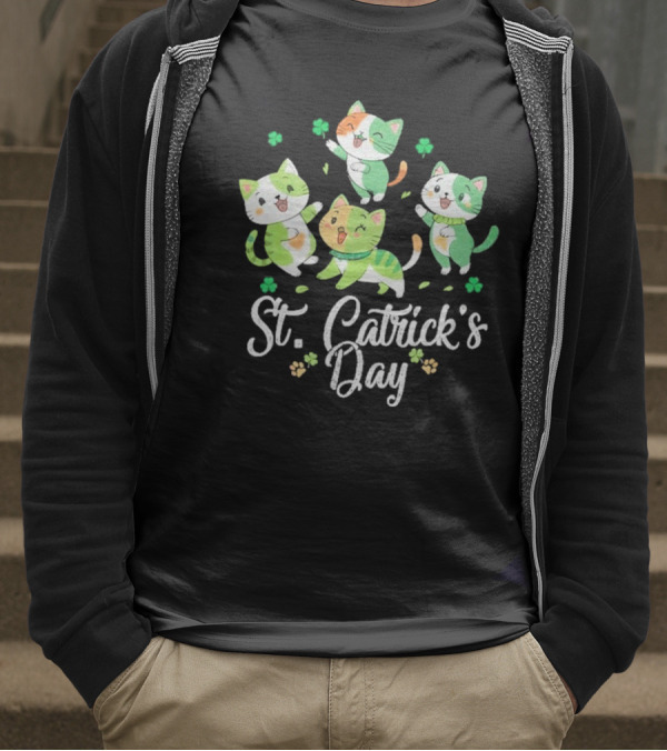 St Catricks Day Cats St Patricks Day Cat Lover St Pattys T-Shirt
