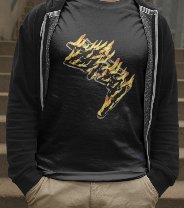 Stussy Burning Stock Flame Graphic Midnight T-Shirt