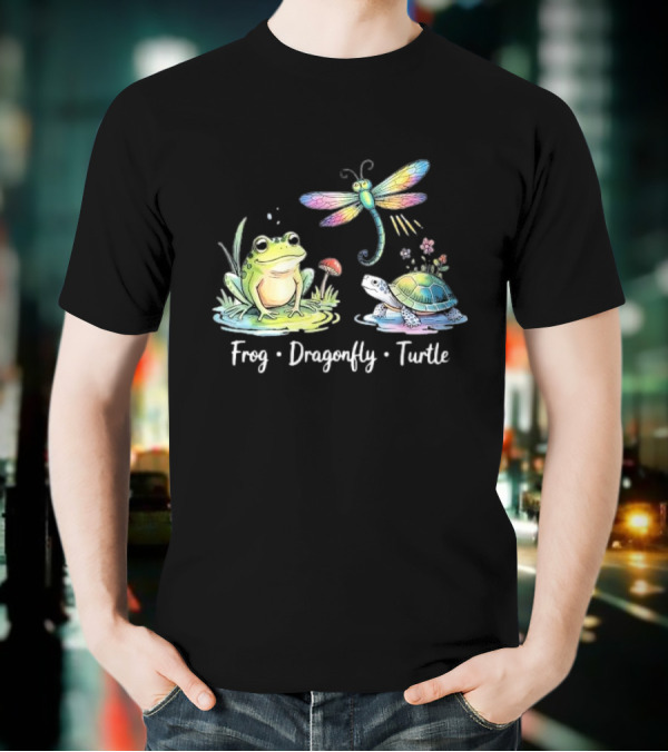 Frog Dragonfly Turtle Subtle Political Humor T-Shirt
