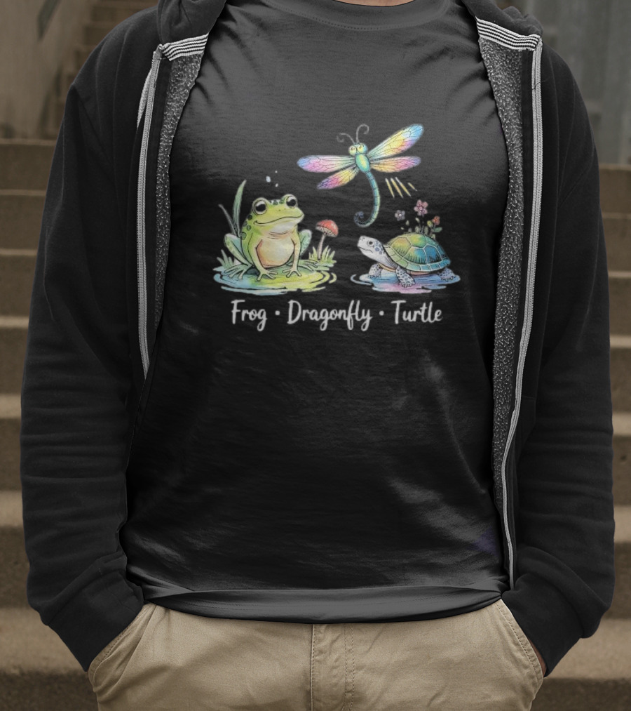 Frog Dragonfly Turtle Subtle Political Humor T-Shirt