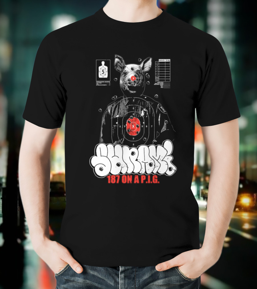 Sunami Pig 187 Target Shooting Pig Design T-Shirt