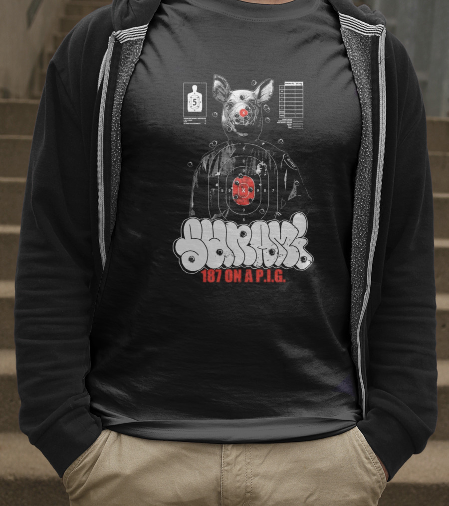 Sunami Pig 187 Target Shooting Pig Design T-Shirt