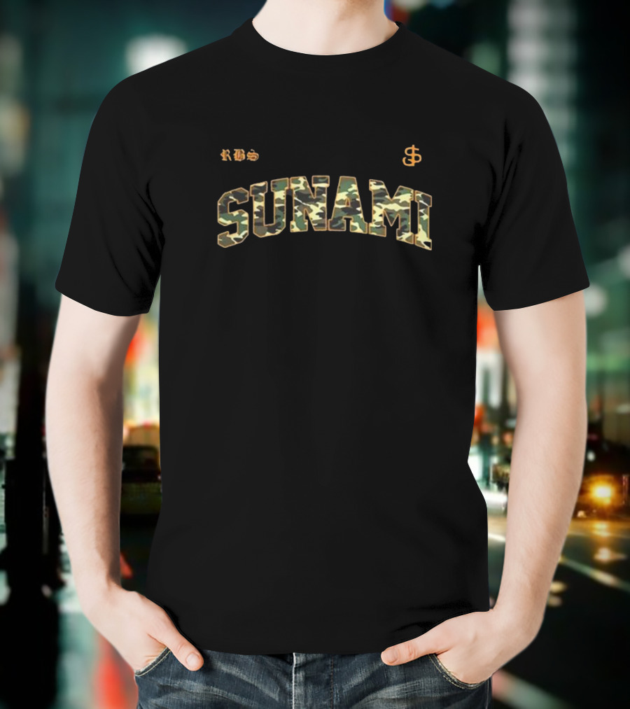 SUNAMI Varsity Camo Dollar Sign Style T-Shirt