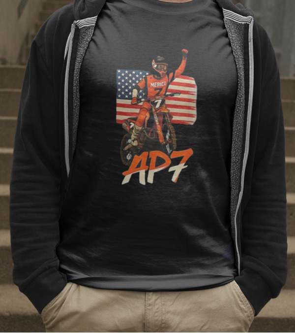 Supercross Motocross AP7 Aaron Plessinger Merica 7 USA Flag Motocross Racing T-Shirt