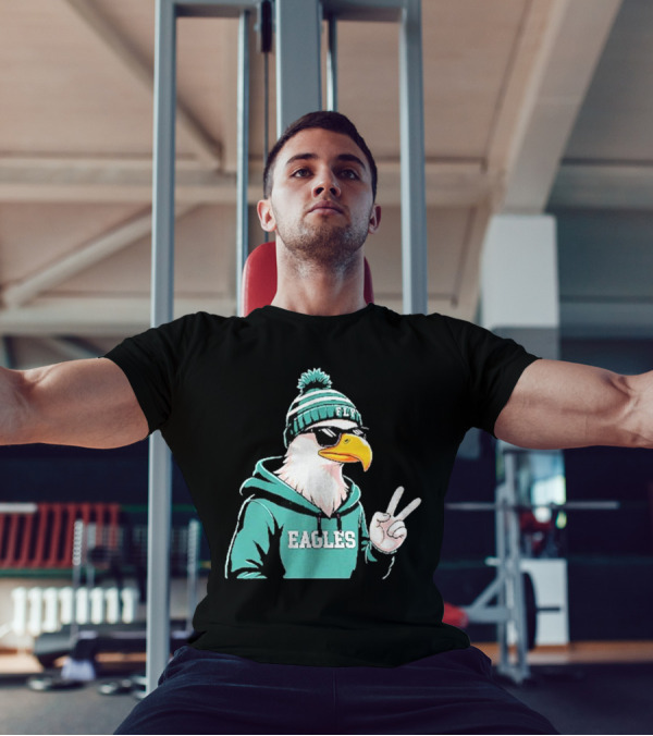 Fly Eagles Beanie Sunglasses Peace Sign T-Shirt