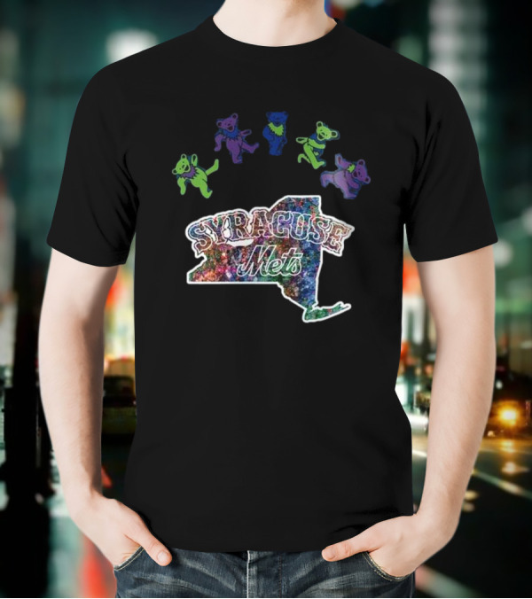 Syracuse Mets Grateful Dead Night 2025 New York Tie-Dye Dancing Bears T-Shirt