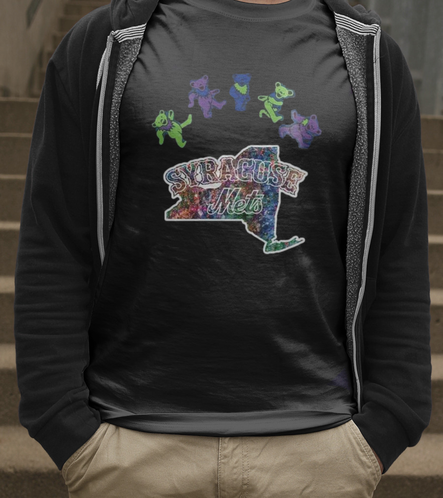 Syracuse Mets Grateful Dead Night 2025 New York Tie-Dye Dancing Bears T-Shirt