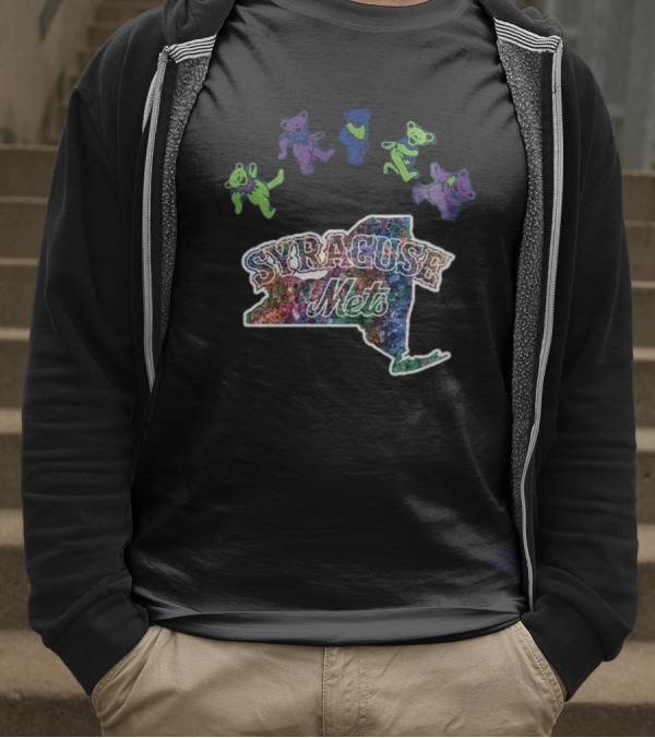 Syracuse Mets Grateful Dead Night 2025 New York Tie-Dye Dancing Bears T-Shirt