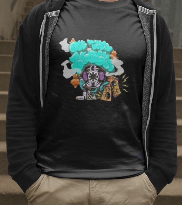 Old This Block Graffiti Tape Art With Speakers And Lightning T-Shirt
