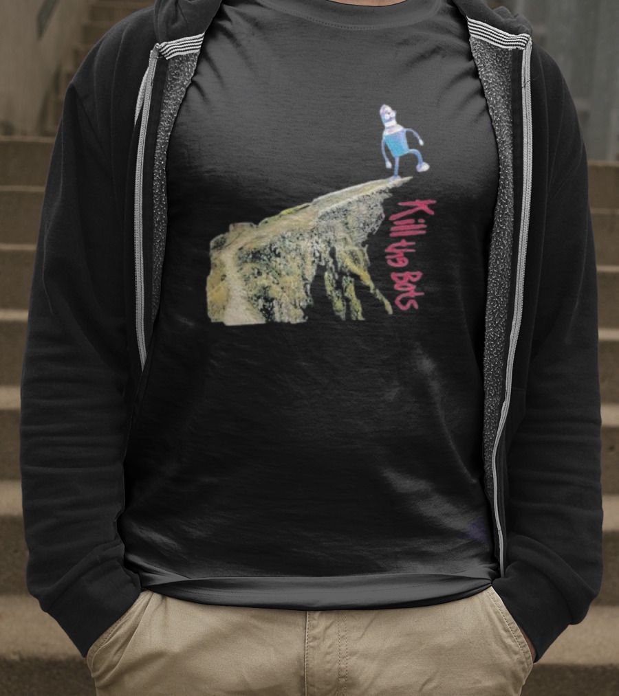 Tari Is For Humans Kill The Bots Robot On Cliff Edge T-Shirt