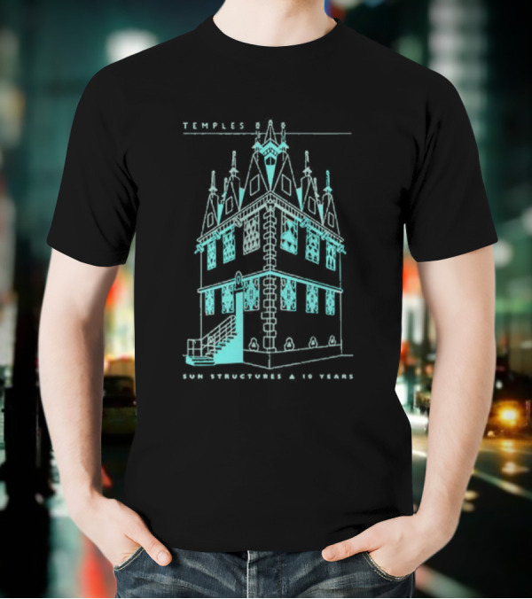 Temple Sun Structure Blueprint Isometric 2025 T-Shirt