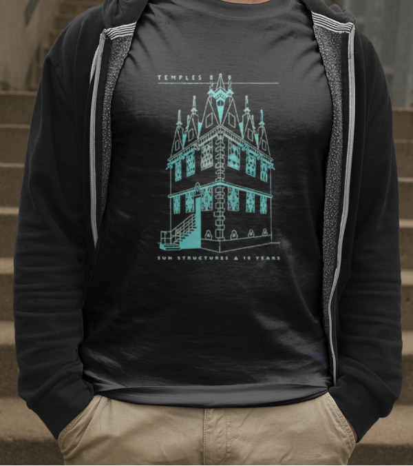 Temple Sun Structure Blueprint Isometric 2025 T-Shirt