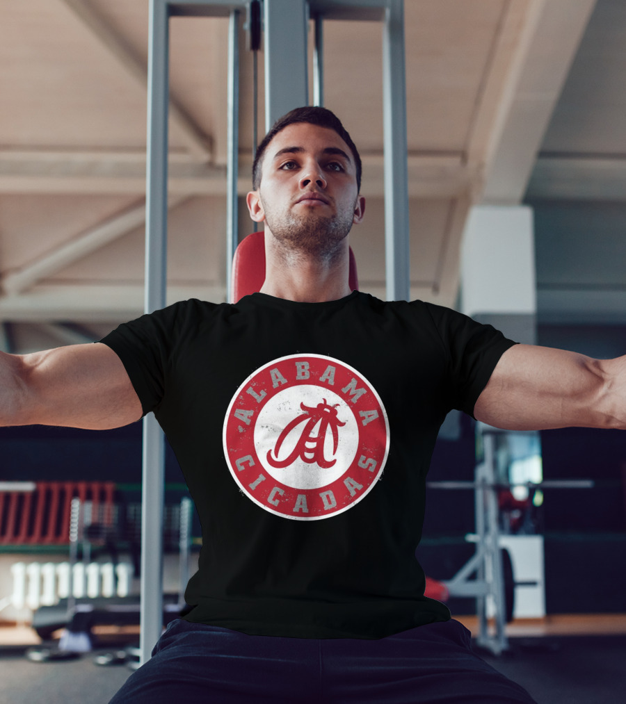 Alabama Cicadas Team Red Emblem With Stylized Bug T-Shirt