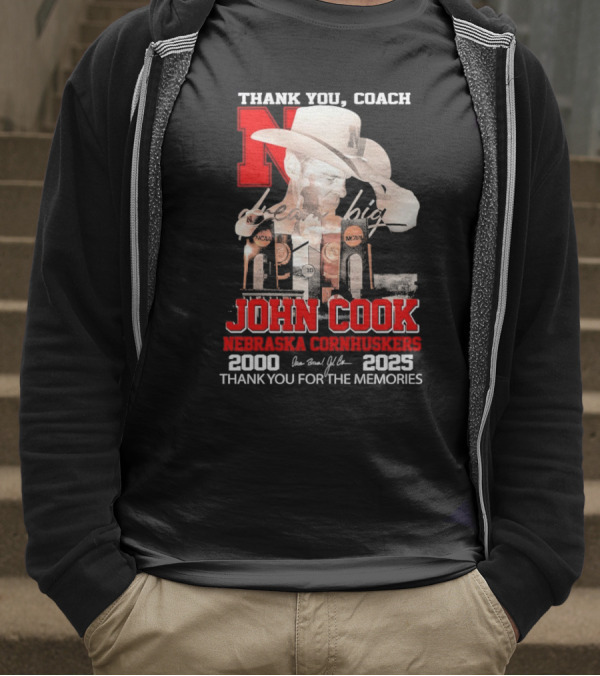 Thank You Coach John Cook Nebraska Cornhuskers 2000 2025 Thank You For The Memories T-Shirt