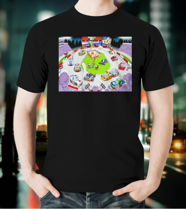 The Clash At Bowman Gray Stadium NASCAR Racing Daytona 500 Cartoon Track Scene T-Shirt