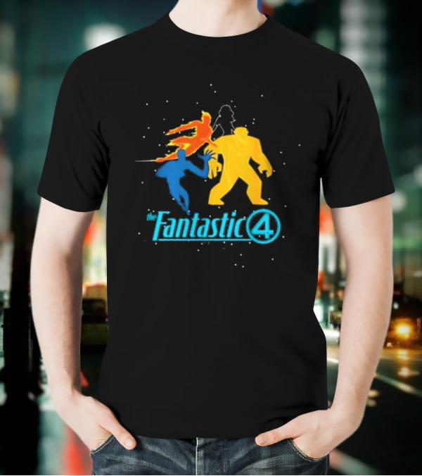 Fantastic Four Team Explosive Silhouette Action T-Shirt