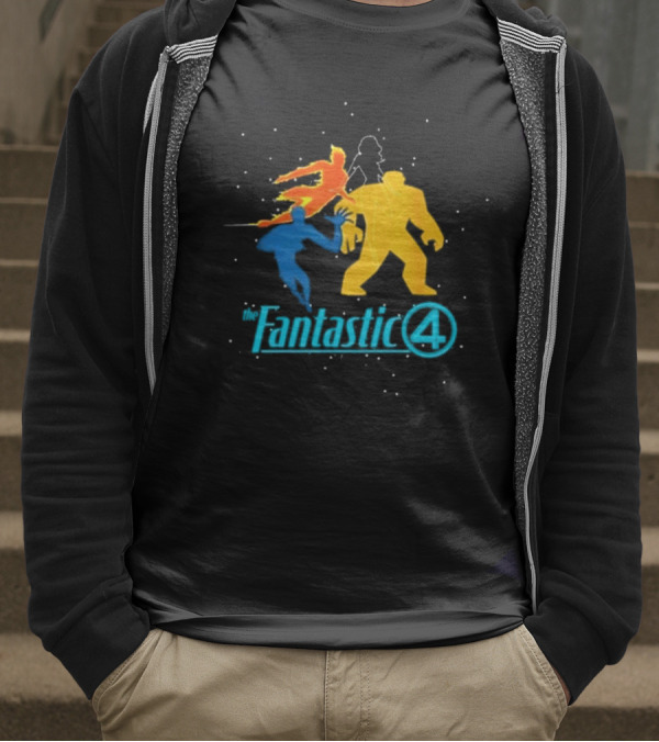 Fantastic Four Team Explosive Silhouette Action T-Shirt