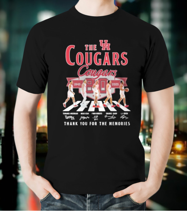 The Houston Cougars 80 Years 1945-2025 Thank You For The Memories Abbey Road Style T-Shirt