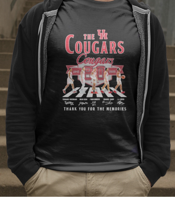 The Houston Cougars 80 Years 1945-2025 Thank You For The Memories Abbey Road Style T-Shirt