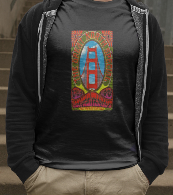 The Great North Special Jan 31 2025 Bottom Of The Hill San Francisco Golden Gate Psychedelic T-Shirt