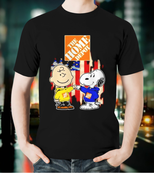 The Home Depot Charlie Brown Snoopy American Flag T-Shirt