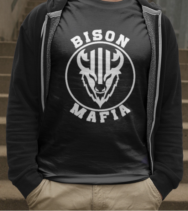 Bison Mafia Upstairs Pub Bold Design T-Shirt
