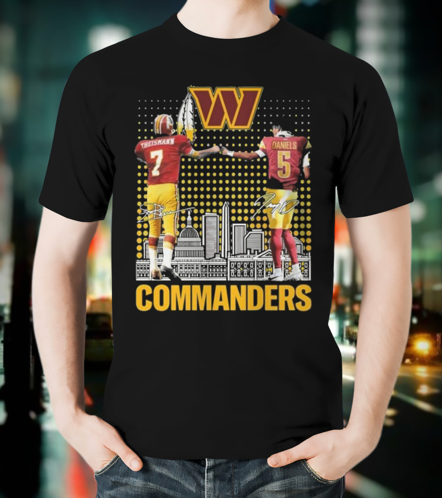 Commanders Theismann Daniels Football Signatures T-Shirt