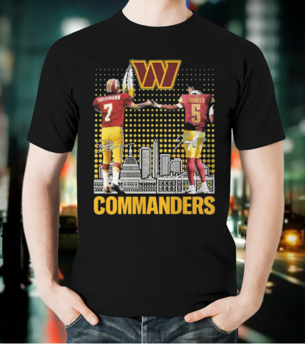 Commanders Theismann Daniels Football Signatures T-Shirt