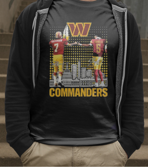 Commanders Theismann Daniels Football Signatures T-Shirt