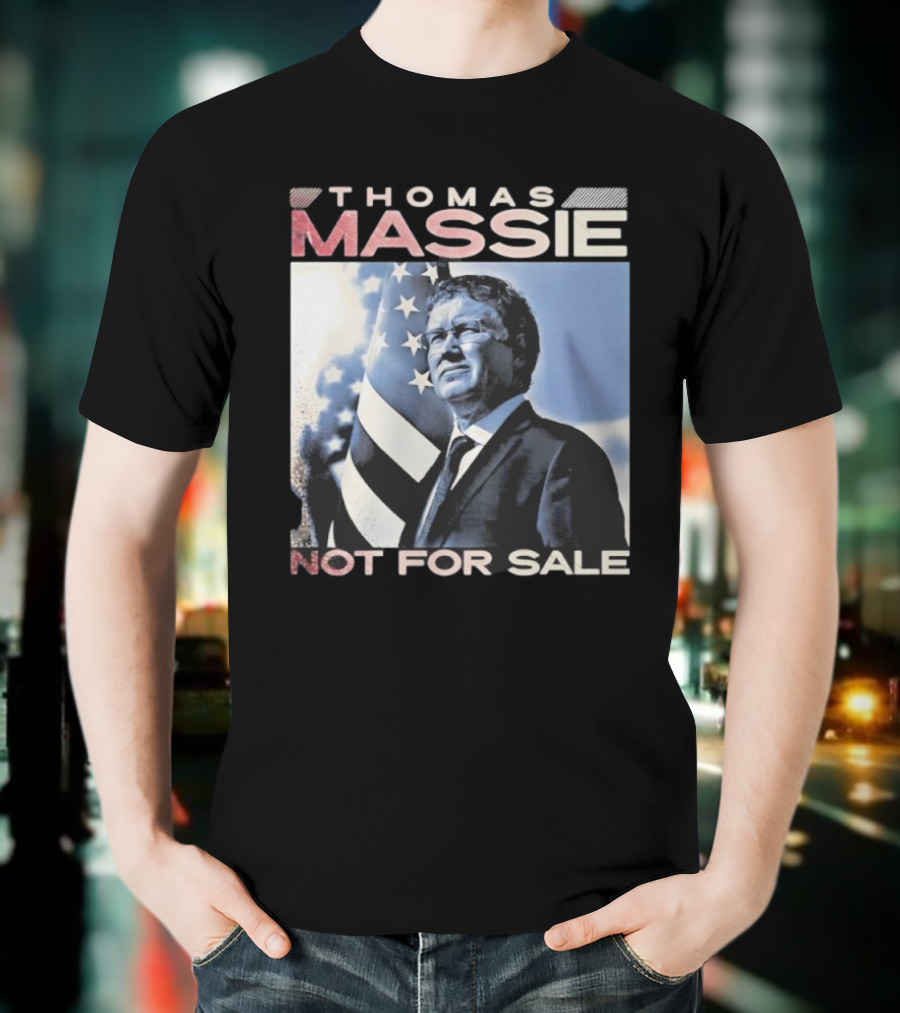 Thomas Massie Not For Sale American Flag Portrait T-Shirt