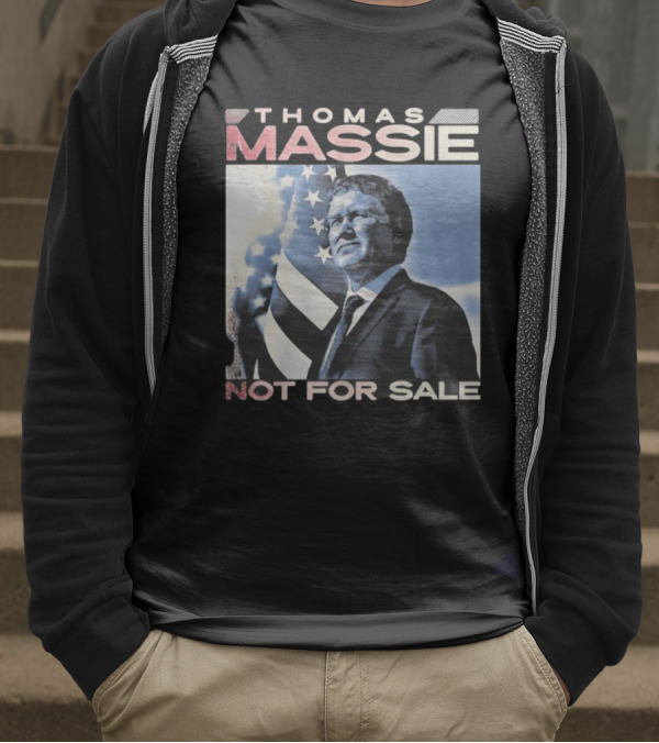 Thomas Massie Not For Sale American Flag Portrait T-Shirt