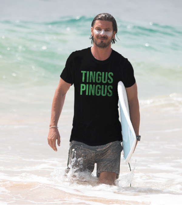 Tingus Pingus Internet Meme Phrase Bold Green Text T-Shirt