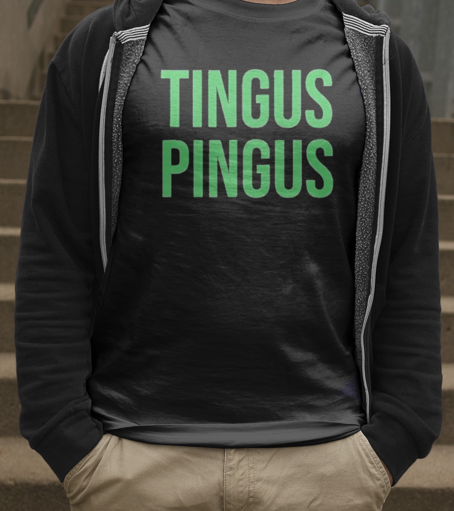 Tingus Pingus Internet Meme Phrase Bold Green Text T-Shirt