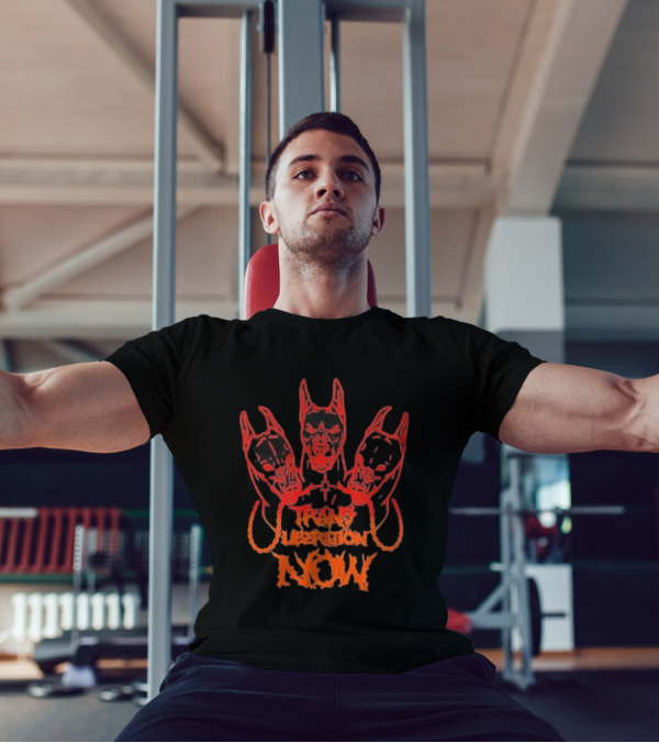 Trans Liberation Now Three Red Bull Dog Faces T-Shirt