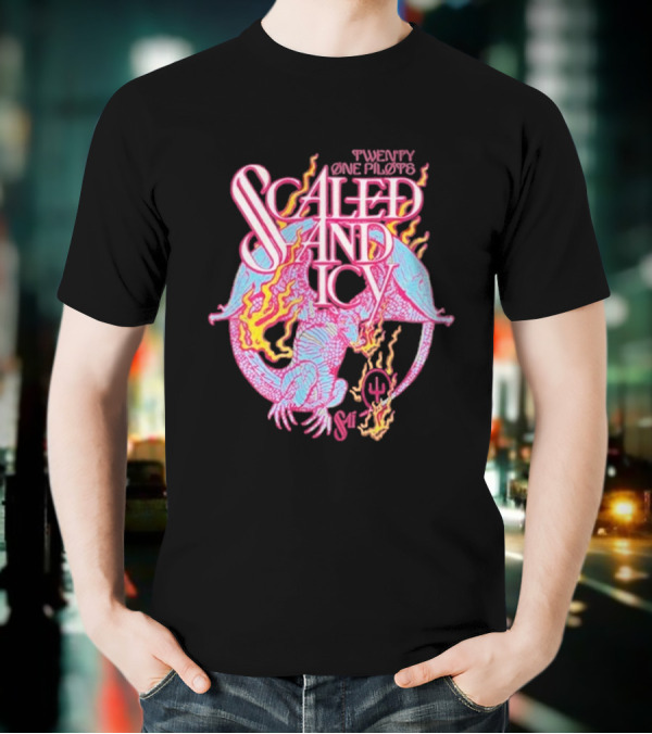 Twenty One Pilots Scaled And Icy Dragon Flame Artwork T-Shirt