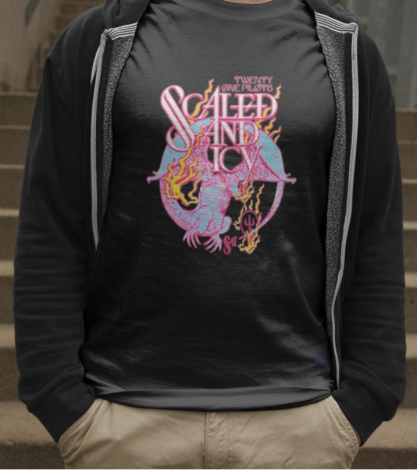 Twenty One Pilots Scaled And Icy Dragon Flame Artwork T-Shirt