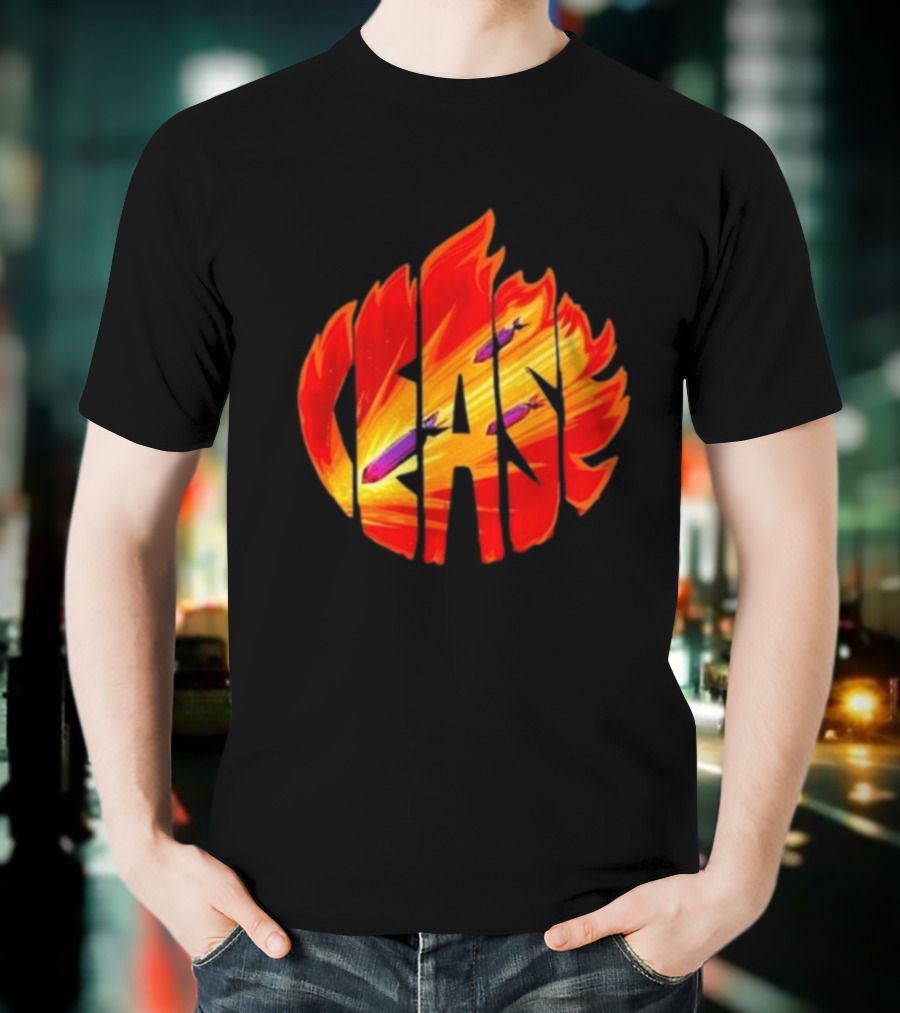 Cease Fire Flame Letters With Missiles T-Shirt